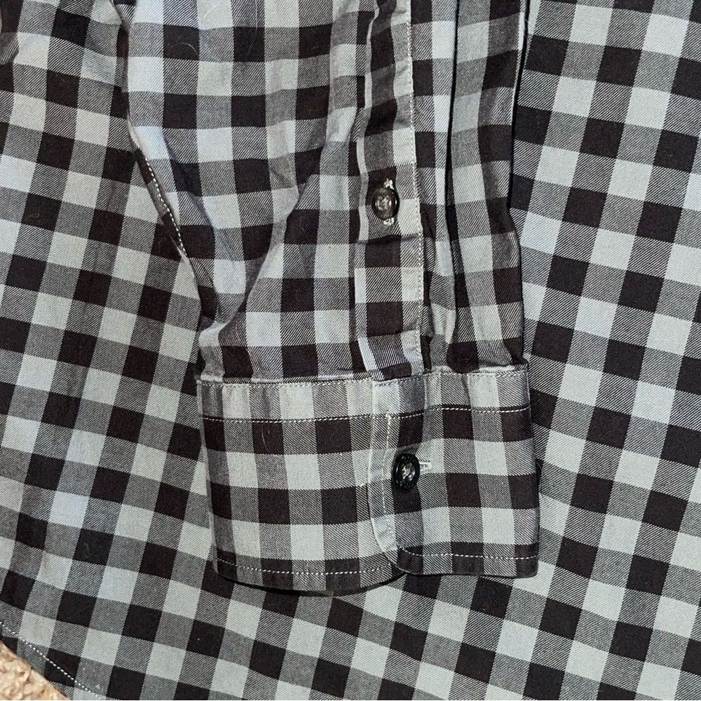 Lacoste Shirt Mens 46 Gray Check Modern Fit Long Sleeve Button Down Gray Black - Picture 6 of 9
